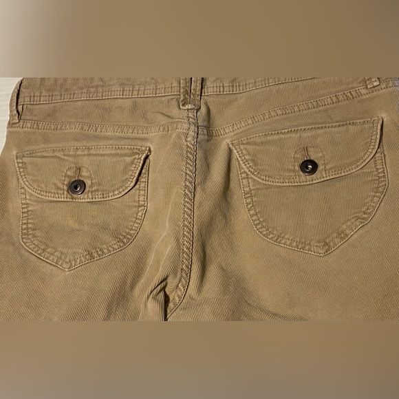 Old Navy size 10 women’s tan corduroy mid-rise stretch bootcut flap pocket jeans - Picture 8 of 10